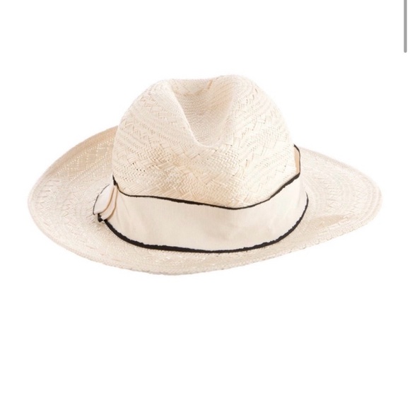 Eres Women\'s Sunhat Ivory with Navy Blue lined Cream Grosgrain Ribbon